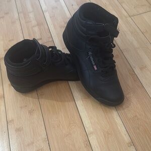 Reebok Black High-Top Sneakers with Textured Fabric